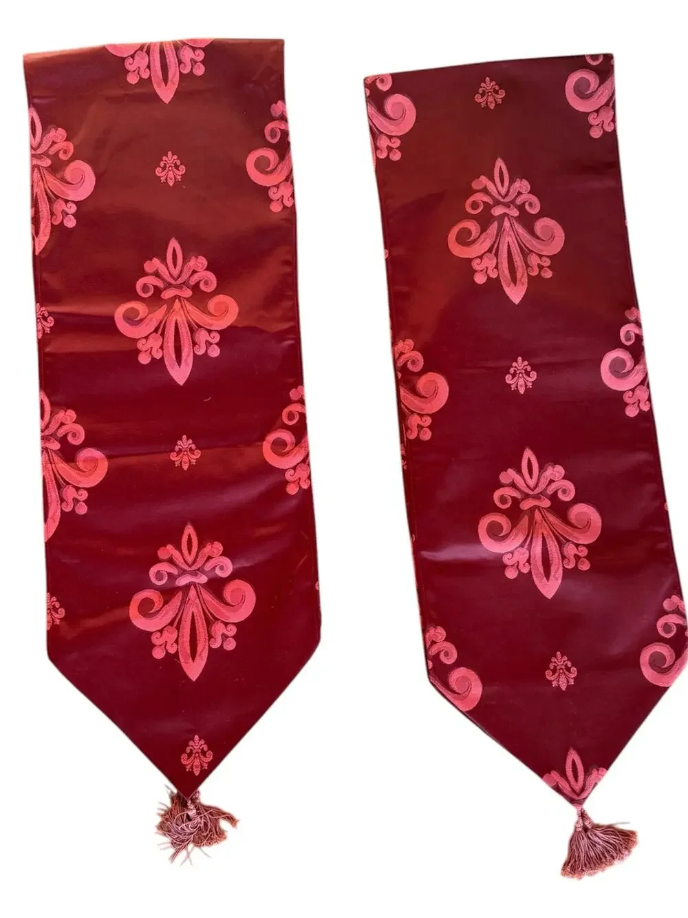 Satin/ silk Burgundy Taffeta Table Runner Duo Set. Each 70 in long